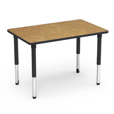Virco 48 in. W, 30 in. L, 24-32 in. H, Medium Oak Top / Black Edge 503048ADJ
